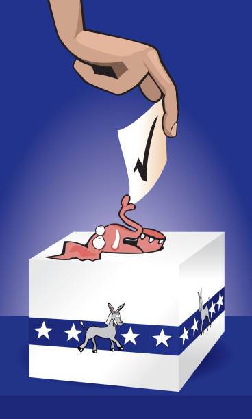illustrazioni stock, clip art, cartoni animati e icone di tendenza di urna elettorale manomissione da parte dei repubblicani - tampering