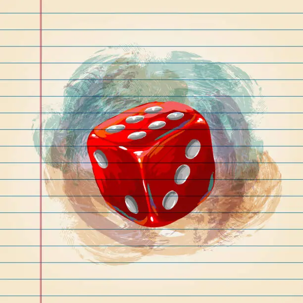 Vector illustration of Dice Drawing on Ruled Paper