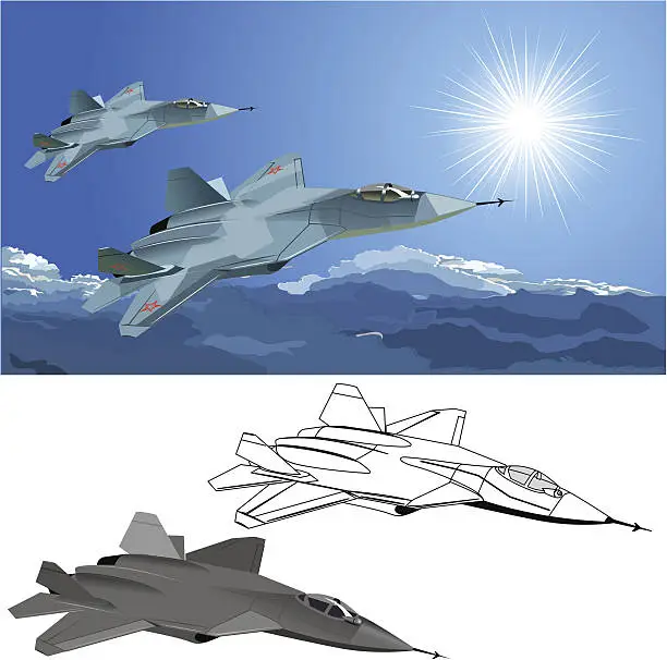 Vector illustration of Modern stealth fighter