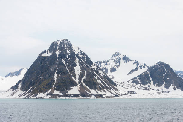 istock Arctic landscape with mountain and glacier in Svalbard in summer time 1219555944