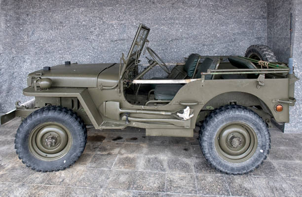 istock Vintage Army Jeeps. World War II era open top car. 1219556997