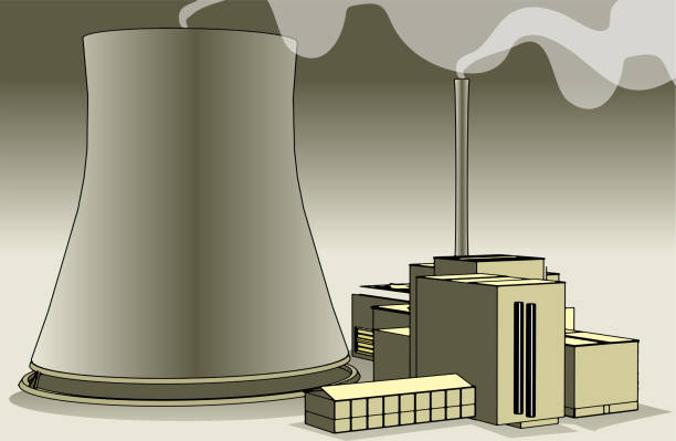 열 반응기 열 에너지 건물 - environment risk nuclear power station technology stock illustrations