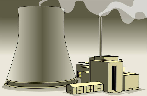 ilustrações, clipart, desenhos animados e ícones de edifícios de energia térmica do reator - environment risk nuclear power station technology