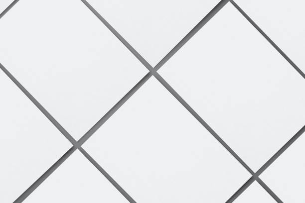 Blank paper sheets for brochure on grey background, top view. Mock up