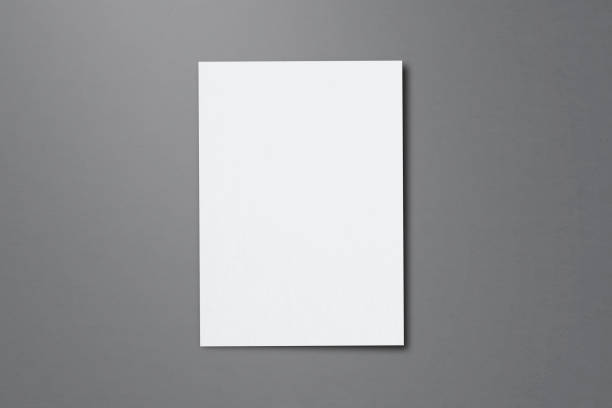istock Blank paper sheets for brochure on grey background, top view. Mock up 1219558818