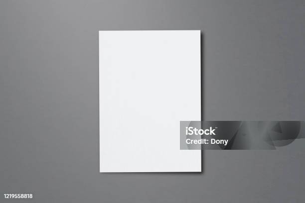 Blank Paper Sheets For Brochure On Grey Background Top View Mock Up Stock Photo - Download Image Now