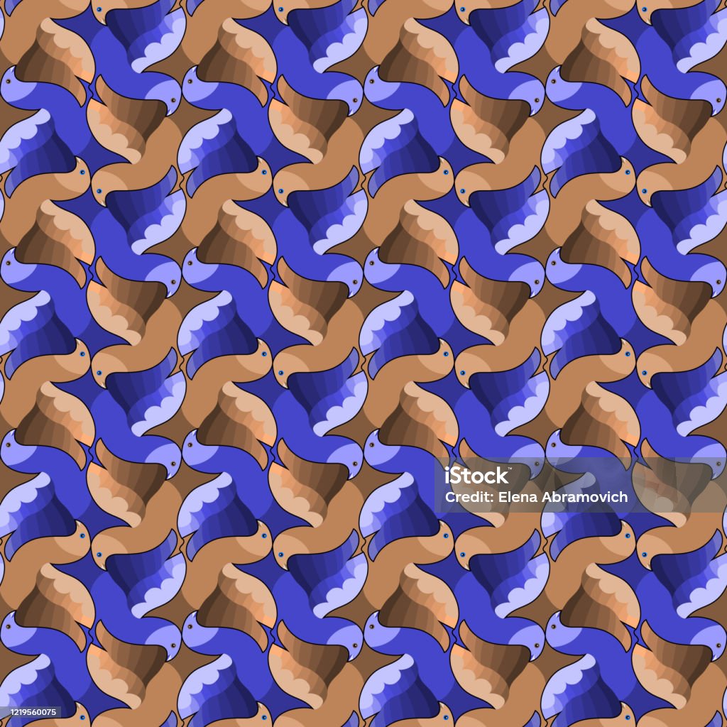 Seamless Pattern With Bright Abstract Birds Tessellation Stock Illustration  - Download Image Now - iStock