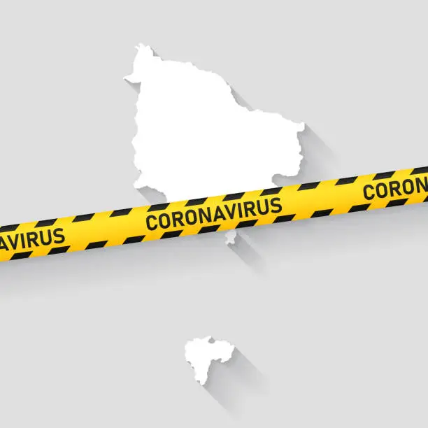 Vector illustration of Norfolk Island map with Coronavirus caution tape. Covid-19 outbreak