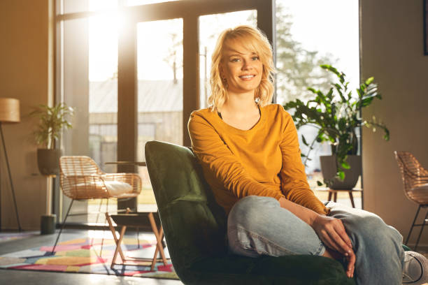 istock Relaxed pretty female posing for the camera 1219561475