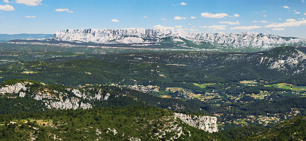 The rocky bar of the Sainte-Victoire mountain in Provence.