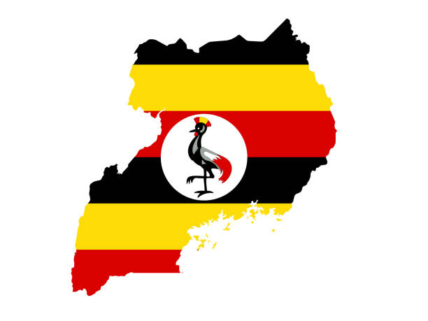 Uganda map with flag vector illustration of Uganda map with flag uganda stock illustrations
