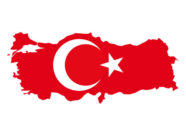 ilustraciones, imágenes clip art, dibujos animados e iconos de stock de mapa de turquía con bandera - bandera turquia