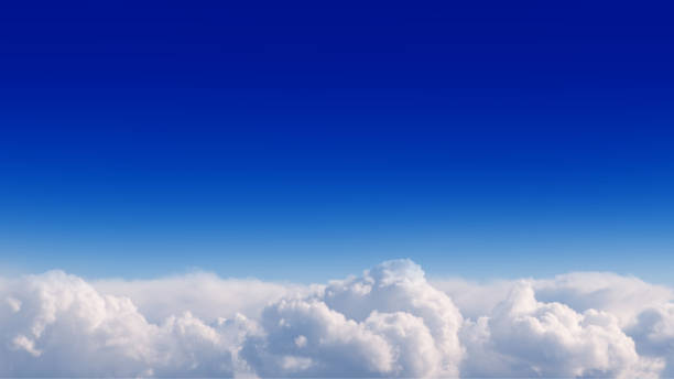 istock Blue sky with white clouds and sun  rays. Summer spring heaven concept. Background for textures backgrounds and web banners design 1219572345