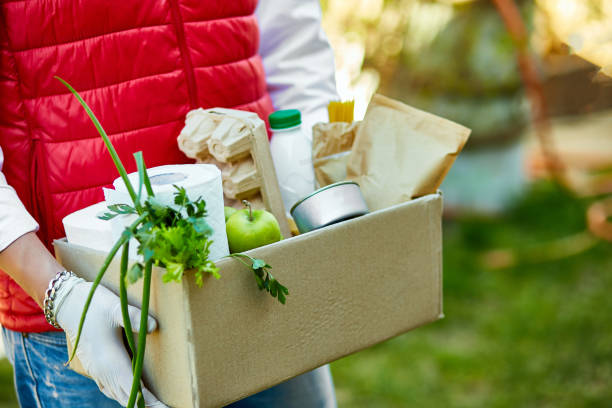 istock Home delivery food during virus outbreak, coronavirus panic and pandemics. 1219574039