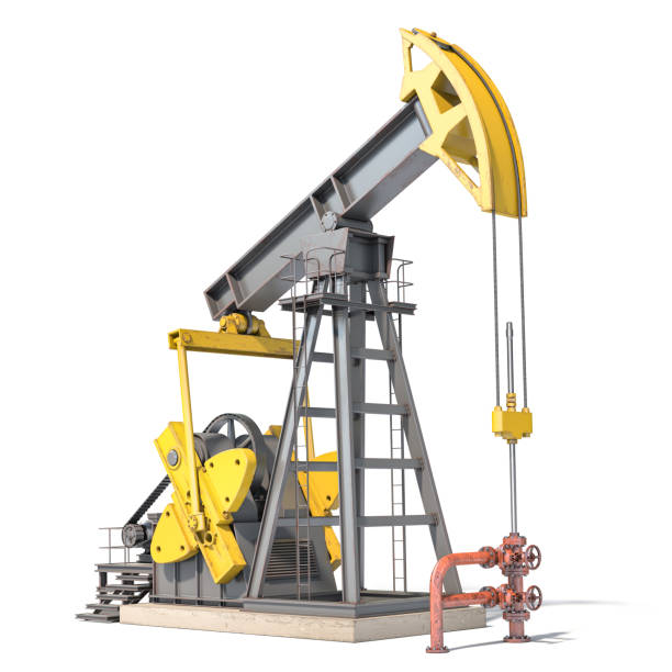 istock Oil pump jack isolated on white background. 1219583284