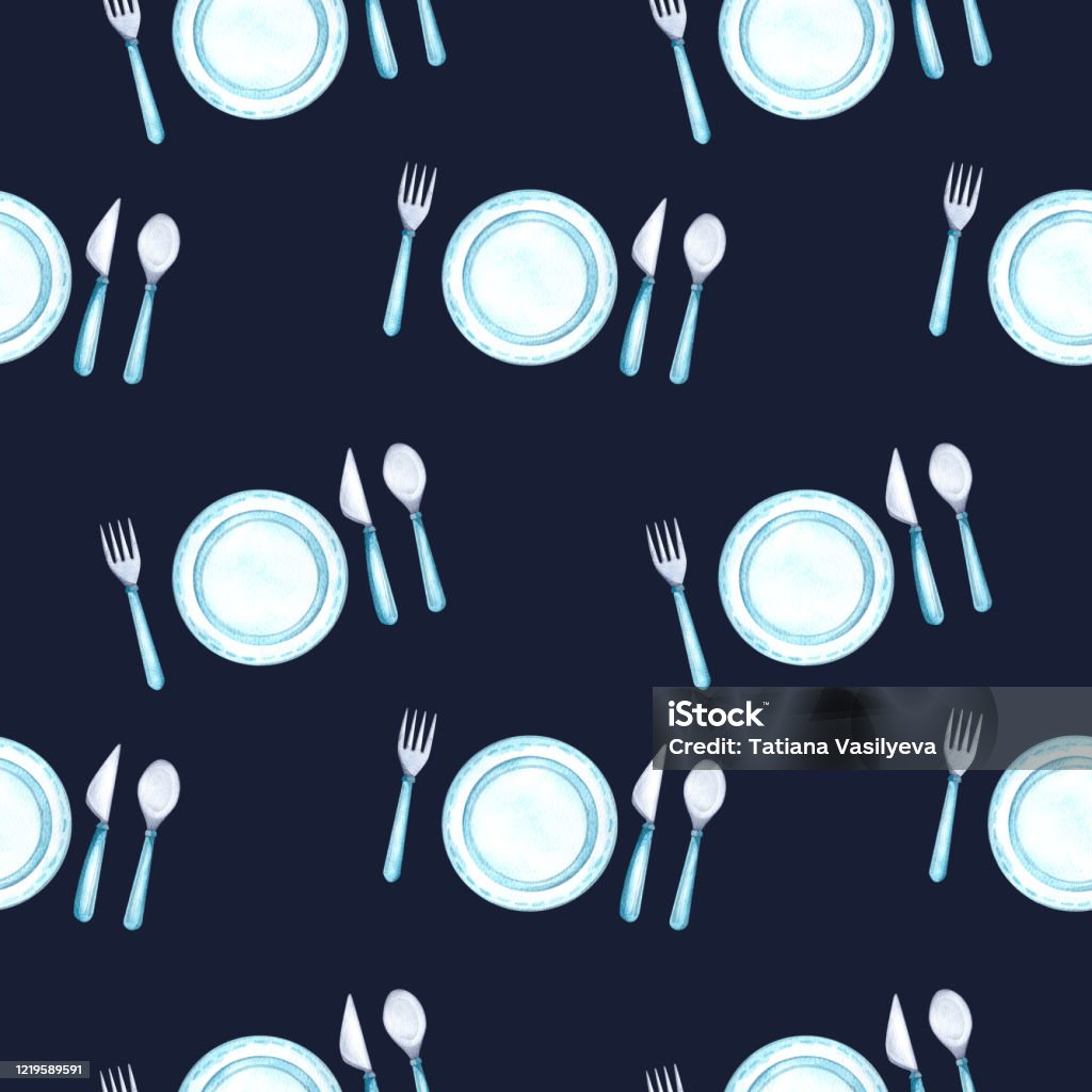 Tableware Graphics Picture Tableware Watercolor Stock Illustration - Download Image Now ...