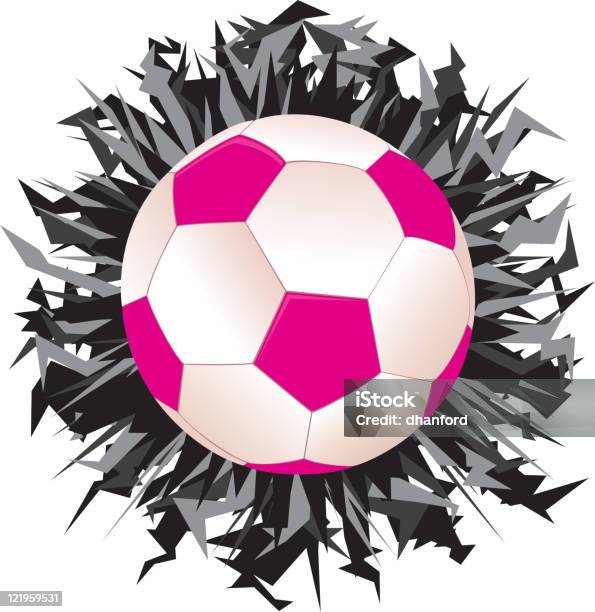 Football Or Soccer Ball In Pink With A Burst Stock Illustration - Download Image Now - Club Soccer, Color Image, Flying