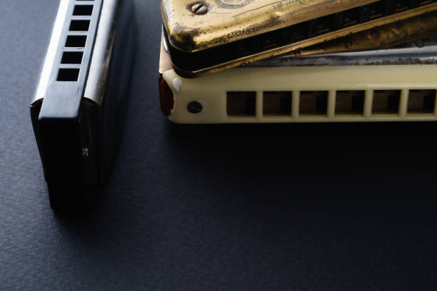 istock old diatonic and chromatic labials are nearby on a dark background. Horizontal . copy space below 1219595788