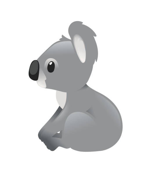 istock Cute grey koala bear sit on the ground and looking forward cartoon animal design flat vector illustration isolated on white background 1219597614