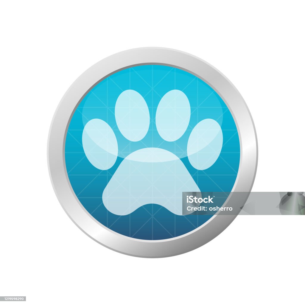 Animal paw print isolated pet or wildlife footprints traces Animal paw print isolated pet or wildlife footprints traces on light blue shiny circle frame vector illustration Dog stock vector