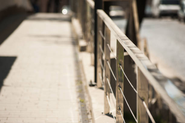Modern stainless steel railings outdoor.