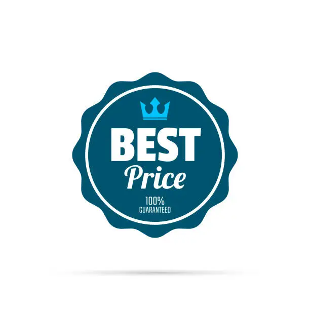 Vector illustration of Trendy Blue Badge - Best Price, 100% Guaranteed