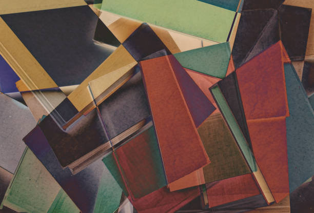 Abstract from piles of colorful books - fotografia de stock