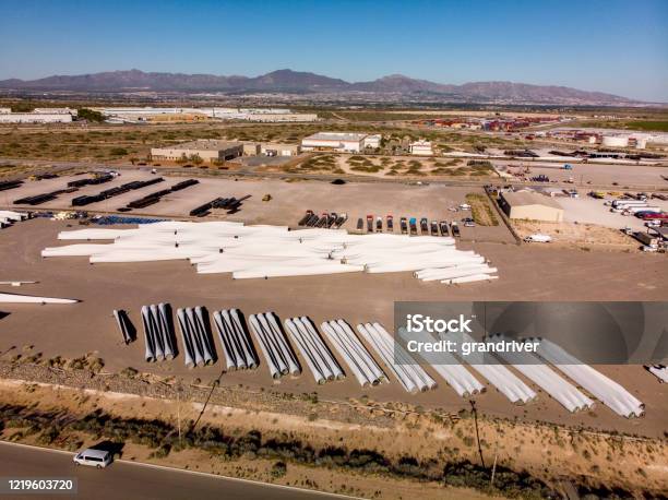 Storage Ground Near The Border Just Outside El Paso Texas Used For Storing Wind Turbine Parts Stock Photo - Download Image Now