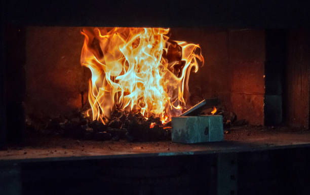 istock An inferno of colorful dancing flames inside the forge 1219605242