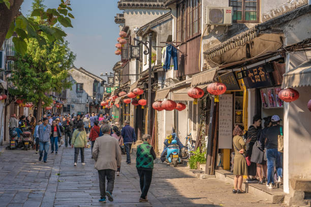 This is Shantang Street, a famous old street known for its shopping and historic sites on November 05, 2019 in Suzhou