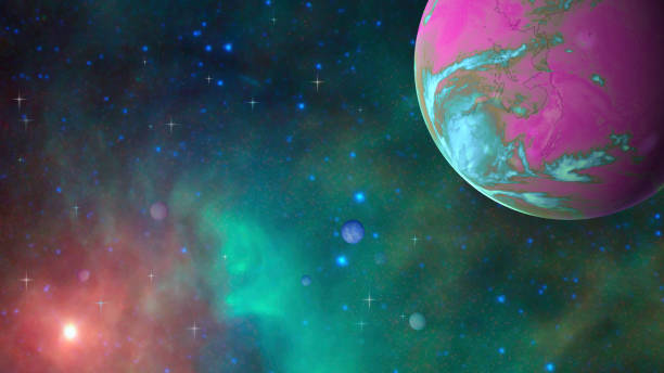 istock Alien Planet Outer Space Scene with Brilliant Nebula and Copy Space 1219607495