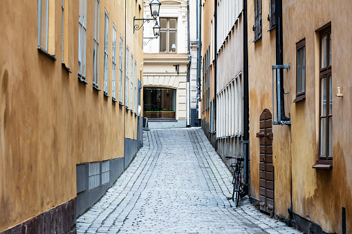 bicycle on the old street in Stockholm