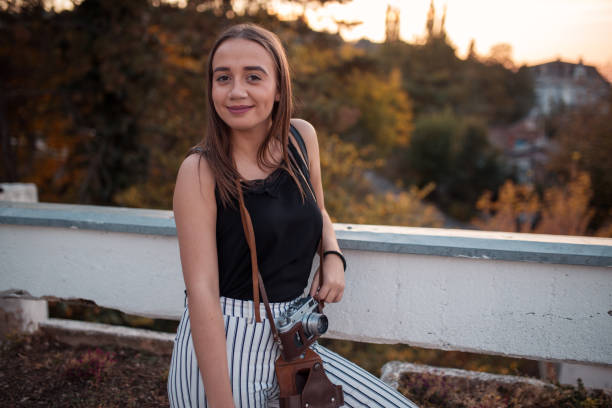 istock Young woman tourist on vacation 1219610516