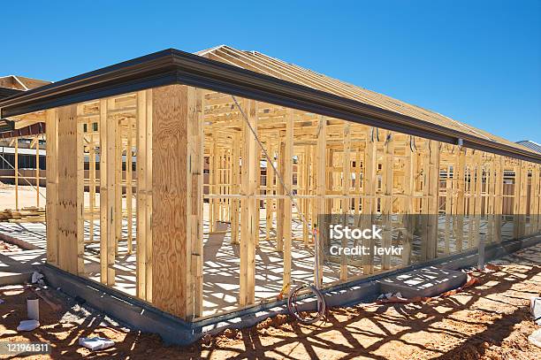Neues Zuhausekonstruktion Rahmung Stockfoto und mehr Bilder von Baugewerbe - Baugewerbe, Holz, Architektur