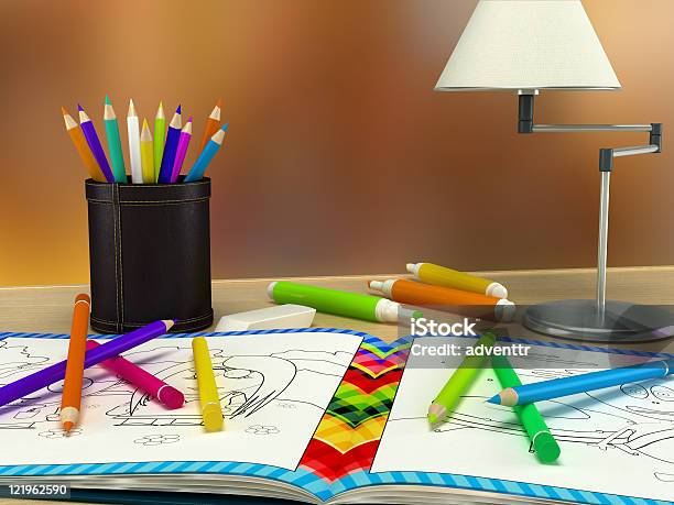 Coloring Book Stock Photo - Download Image Now - Art, Backgrounds, Blue