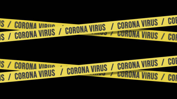 istock Covid-19, Corona Virus Tape Barrier on Black Background. 1219627241