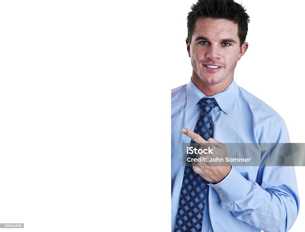 Hombre de negocios señalando copia espacio para - Foto de stock de 20 a 29 años libre de derechos