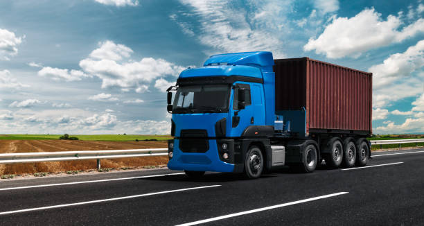 istock Loaded European Truck on Motorway 1219634297