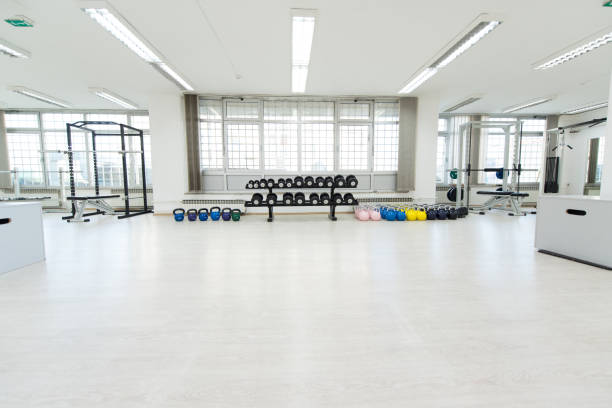 istock Exercise Machines In A Modern Gym 1219641101