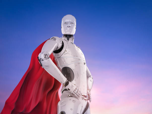 istock heroine cyborg with red cloak 1219641221