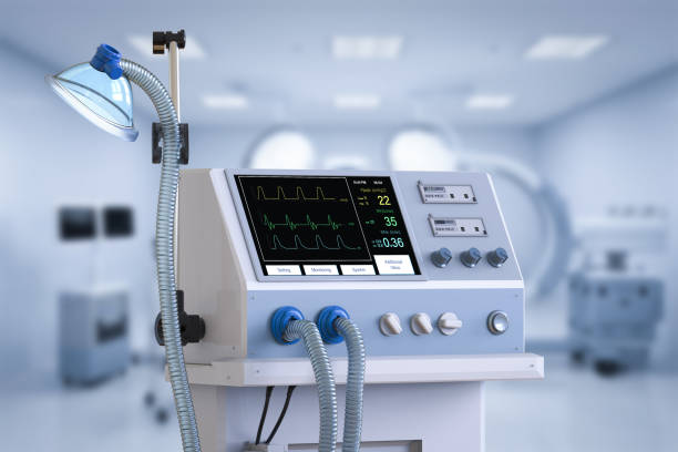 Medical ventilator machine 3d rendering medical ventilator machine in hospital oxygen monitor stock pictures, royalty-free photos & images