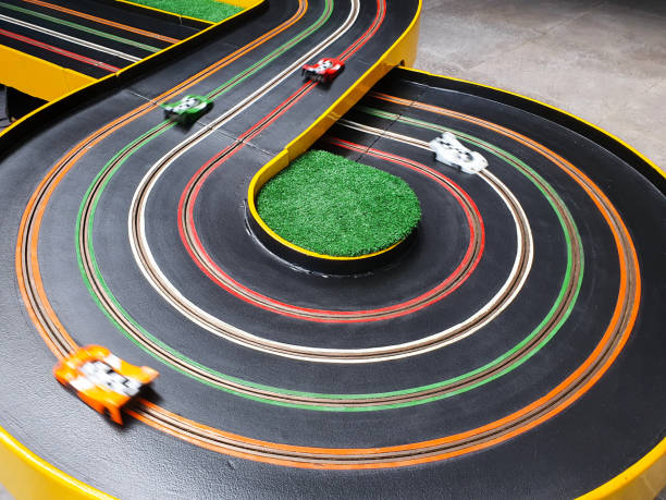 Slot car Three cars racing toy car stock pictures, royalty-free photos & images