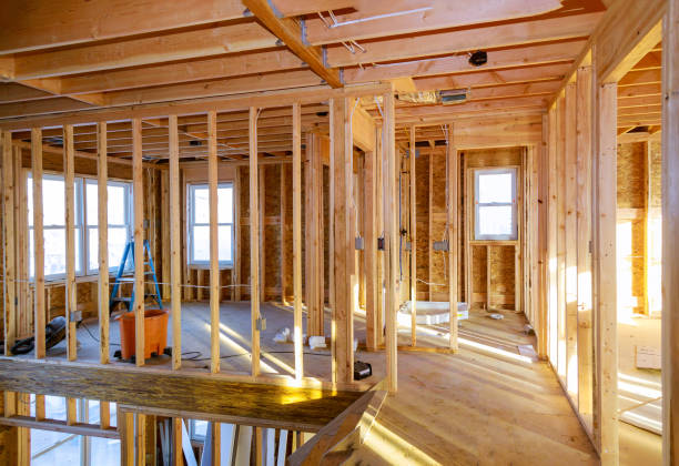 istock Under construction home framing interior view of house 1219646126
