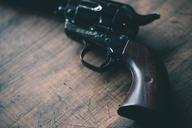 istock Old black revolver gun 1219648483