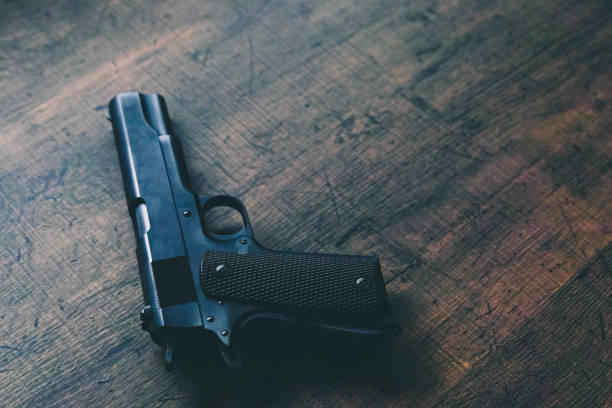 Old semi automatic pistol stock photo