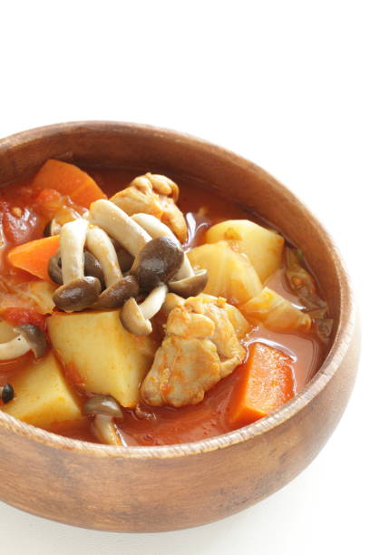 istock Thai cuisine, chicken and vegetable red curry 1219649284