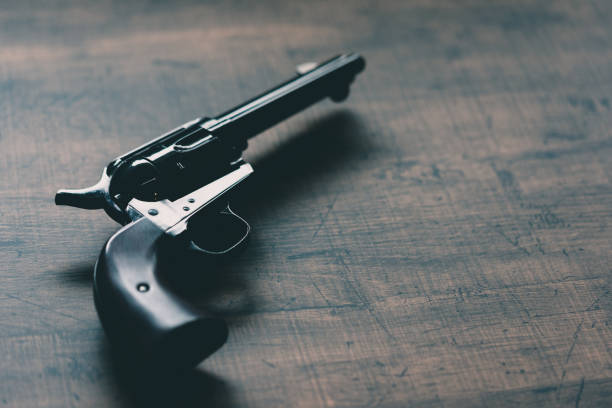 istock Old black revolver gun 1219649289