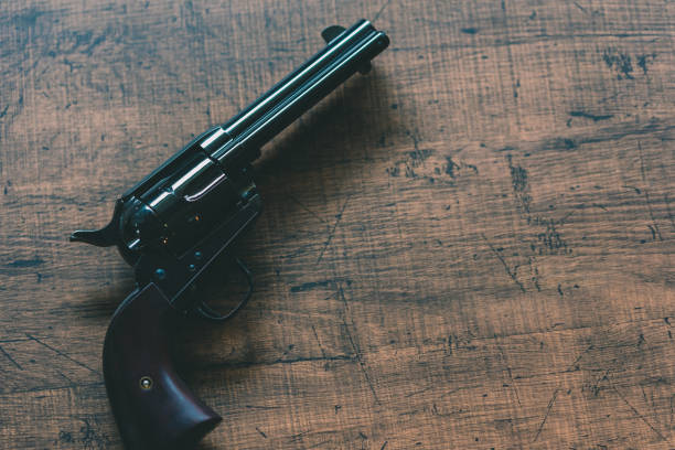 istock Old black revolver gun 1219649346
