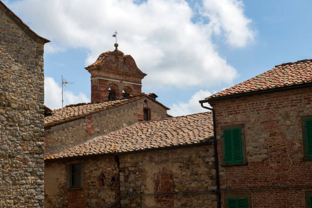 Medieval architectures in historic Lucignano, Tuscany, Italy