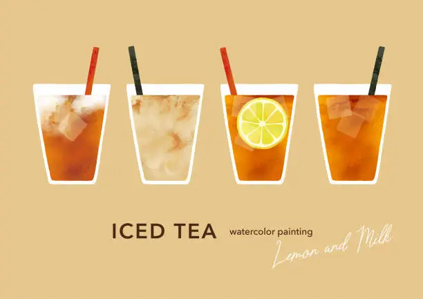 Vector illustration of Iced tea illustration watercolor